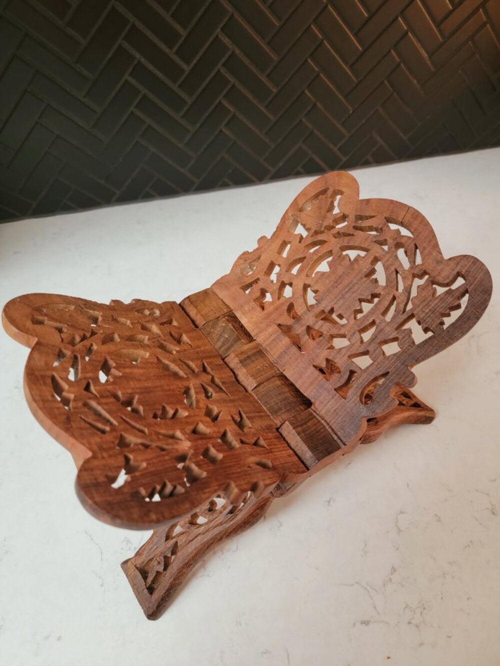 Vintage Sheesham Hand-Carved Book Holder/Rehal